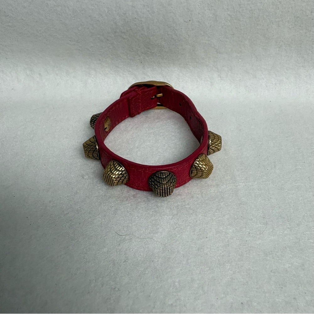 BALENCIAGA Giant Studded Leather Arena Red Bracelet